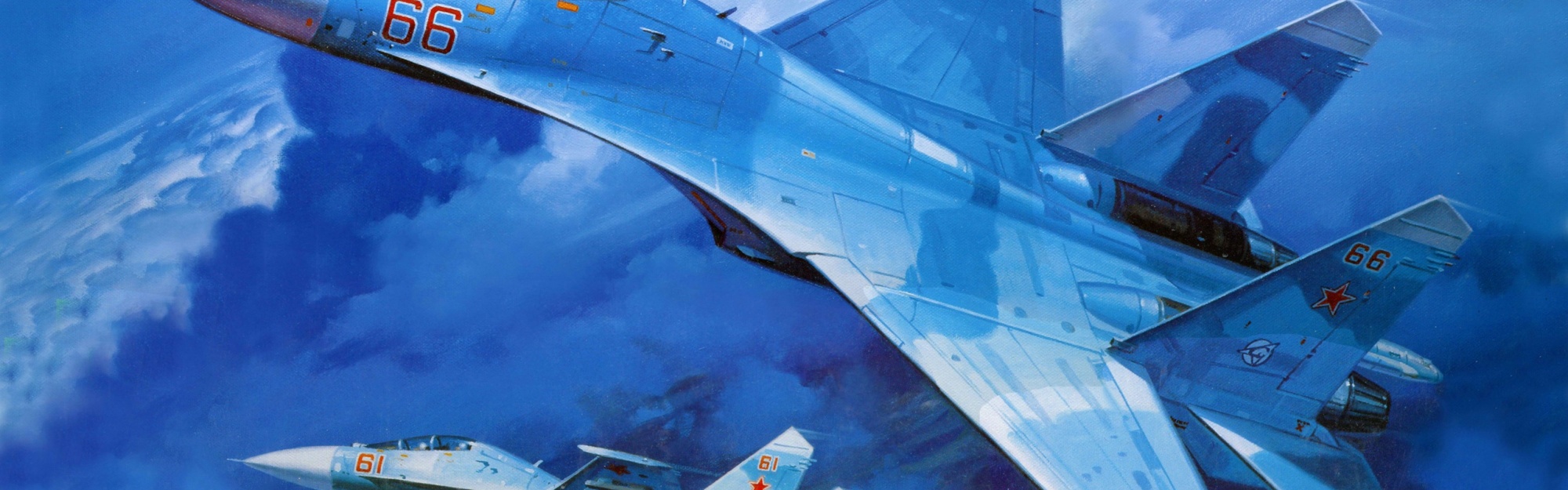 Su 27 Military Fighter In Blue Sky