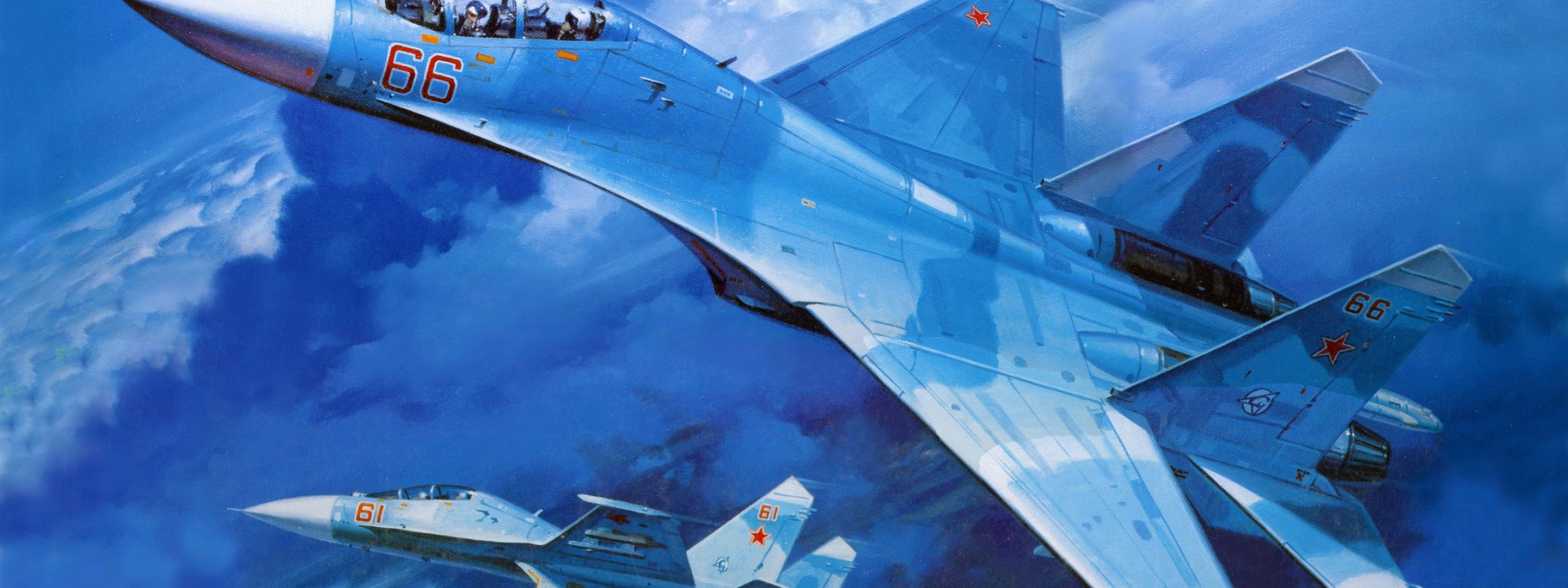 Su 27 Military Fighter In Blue Sky