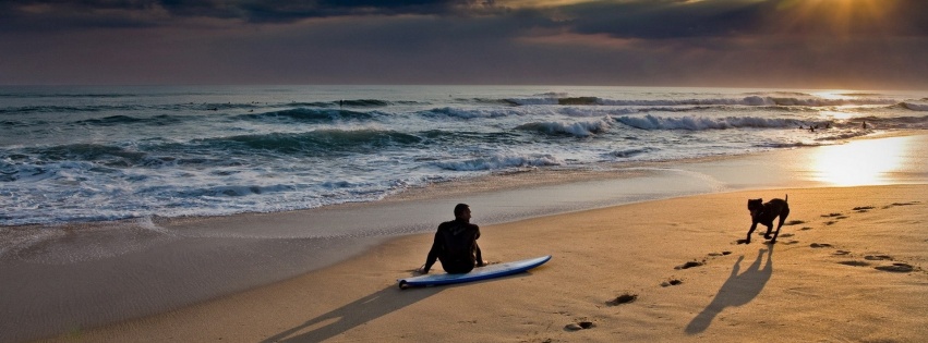 Sunset On The Beach And Surf