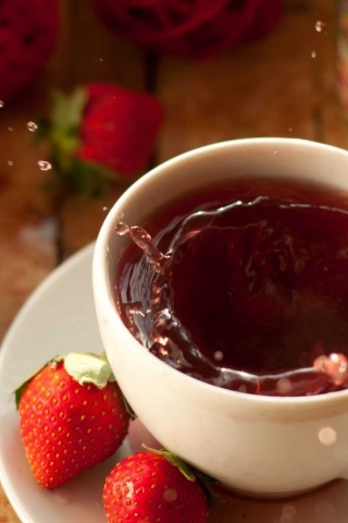 Tea Food Strawberries Splashes