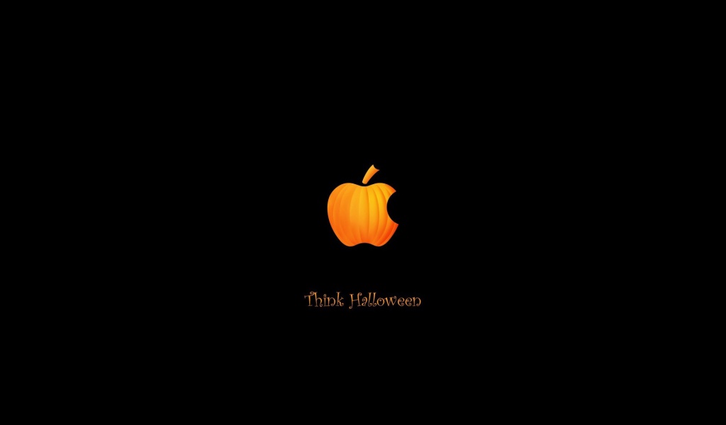 Think Halloween Apple Pumpkin Funny Black Holiday Computer