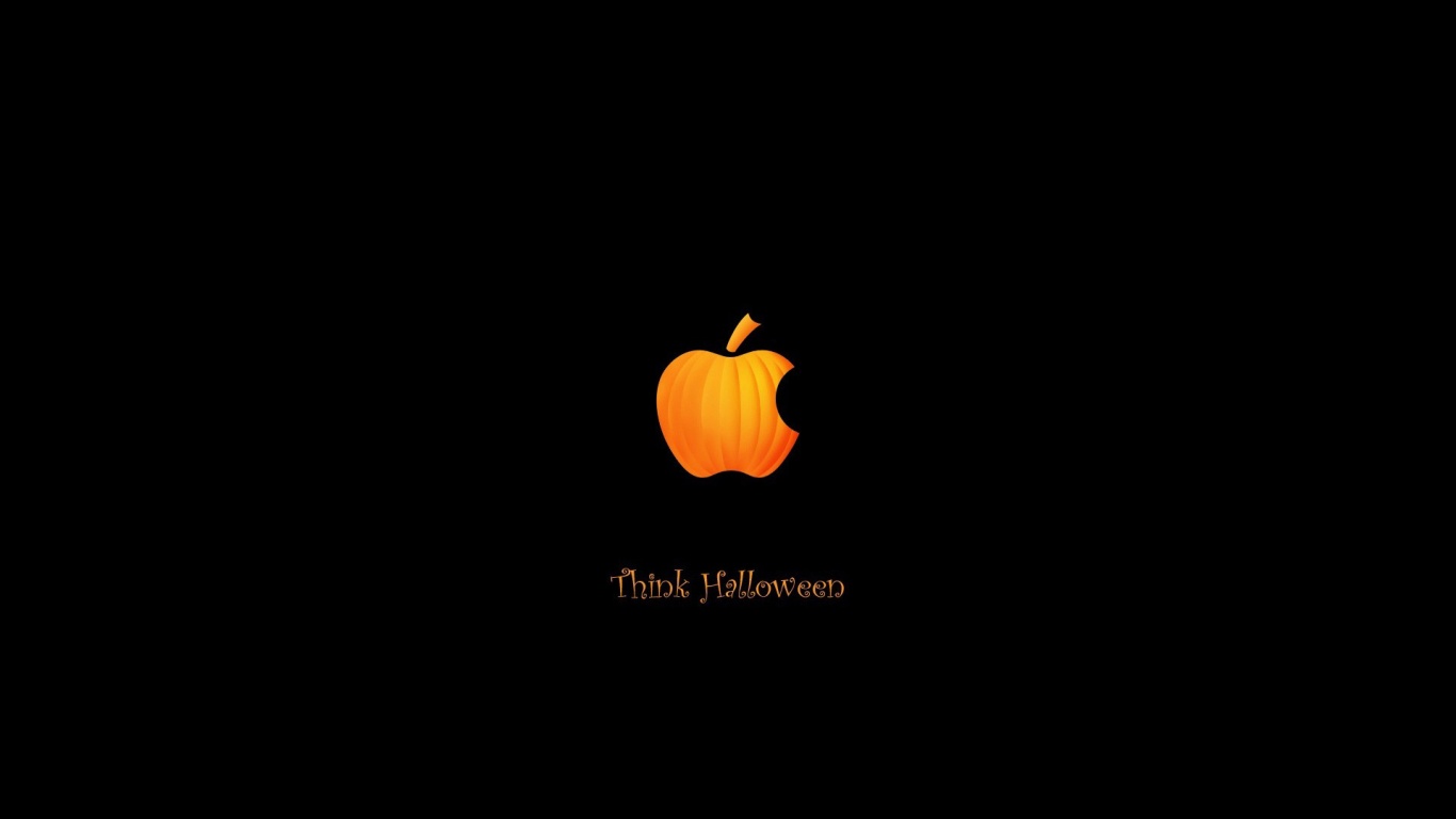 Think Halloween Apple Pumpkin Funny Black Holiday Computer