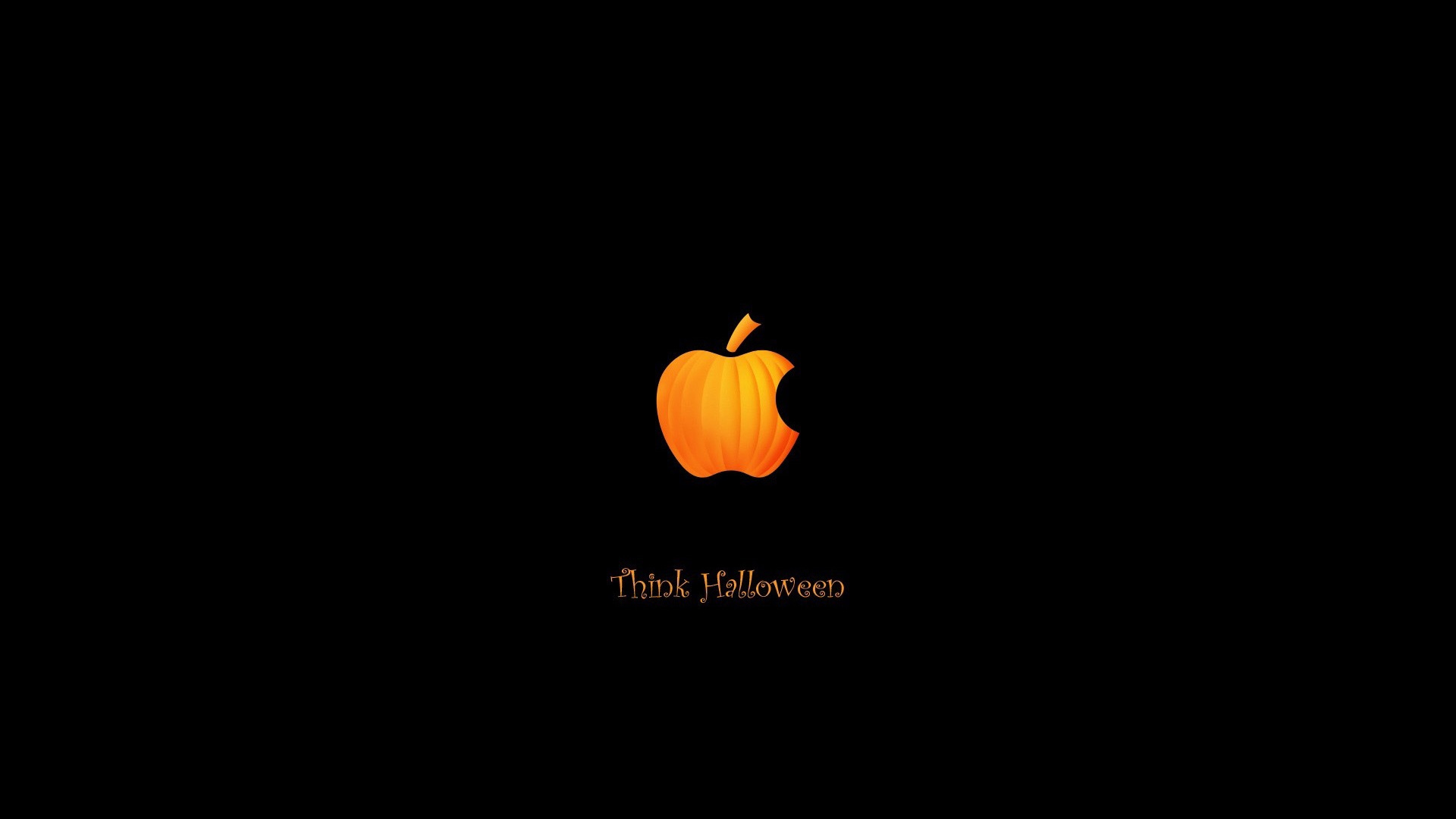 Think Halloween Apple Pumpkin Funny Black Holiday Computer