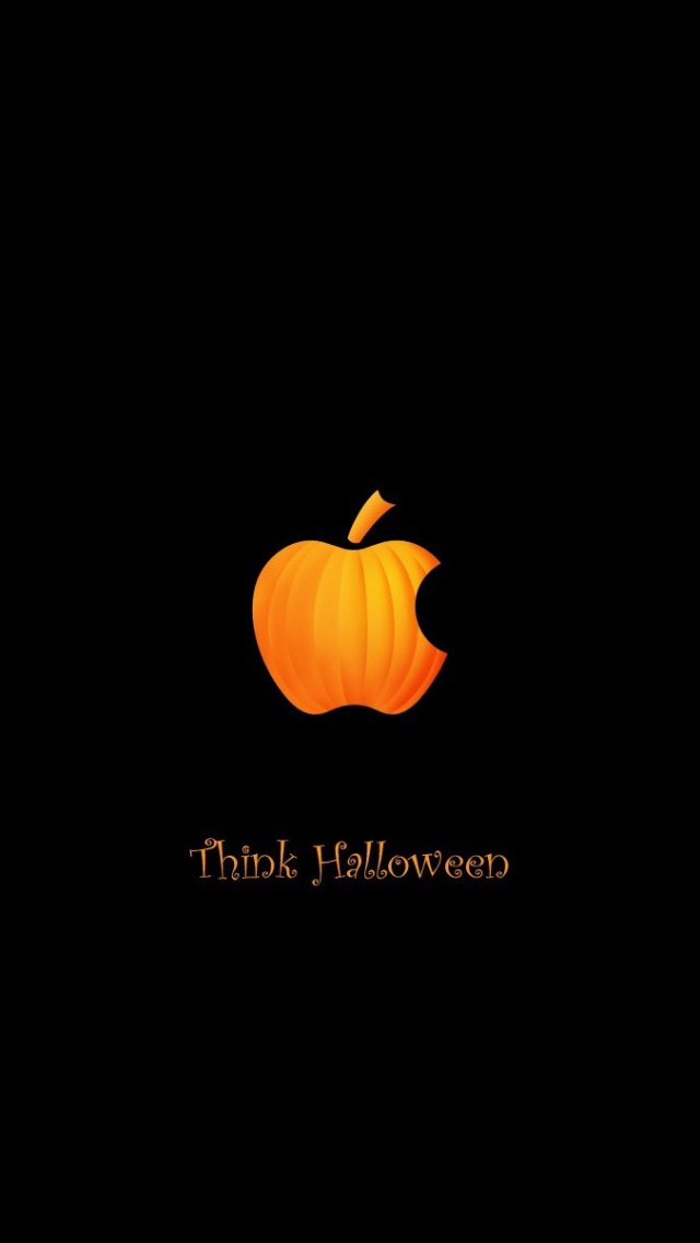 Think Halloween Apple Pumpkin Funny Black Holiday Computer