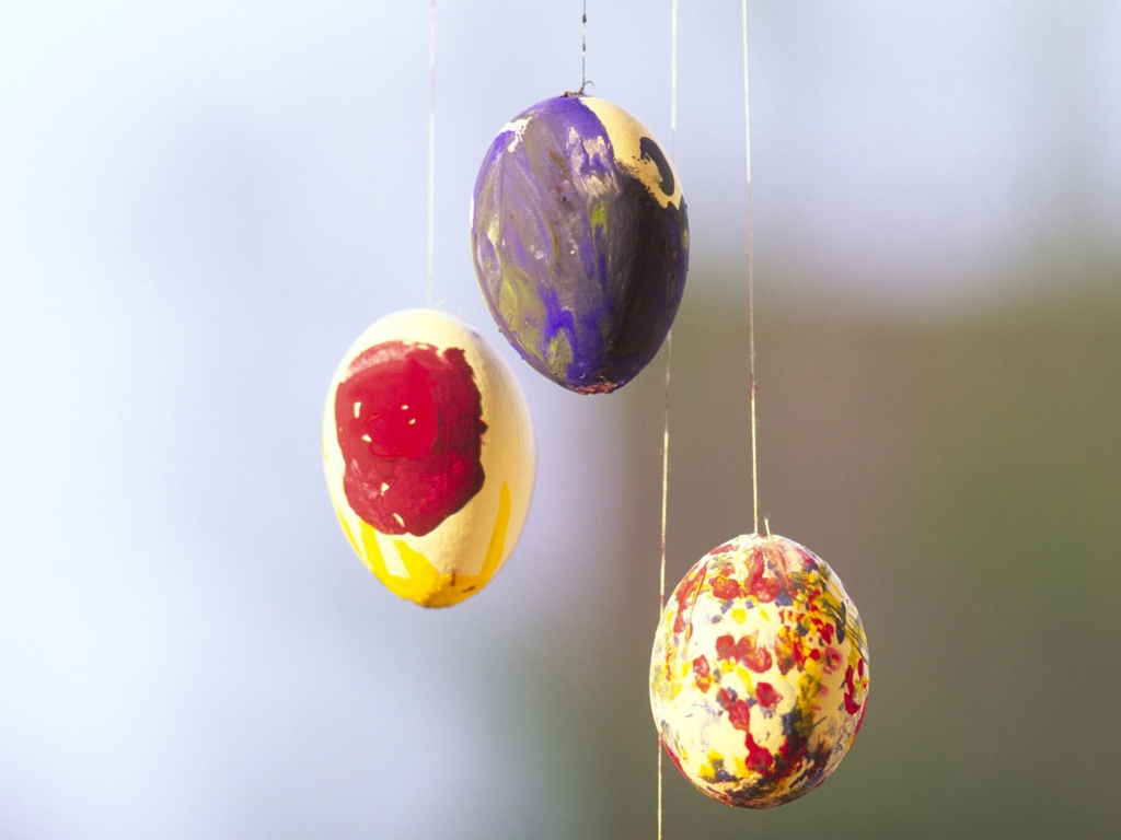 Three Hand Painted Easter Eggs