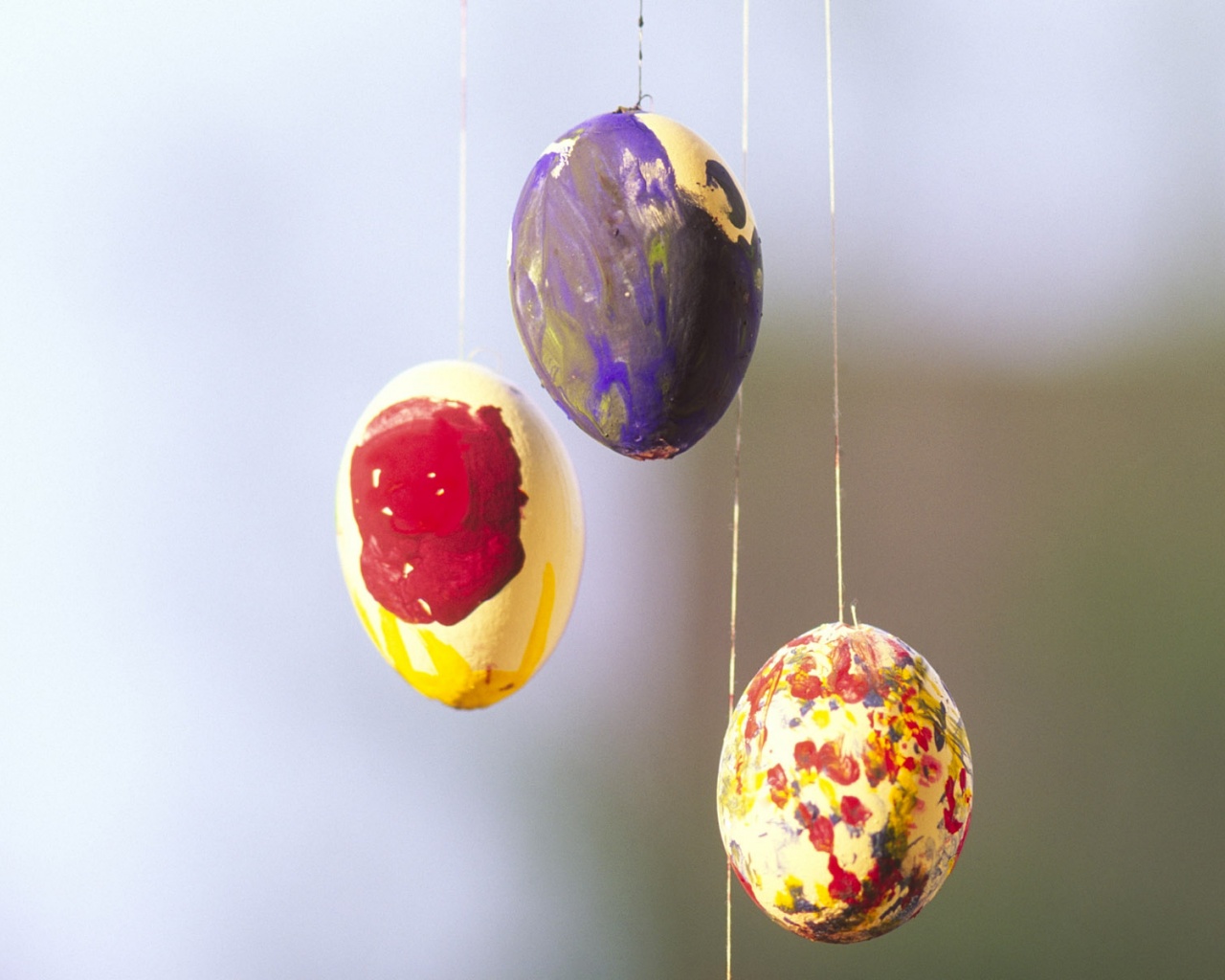 Three Hand Painted Easter Eggs