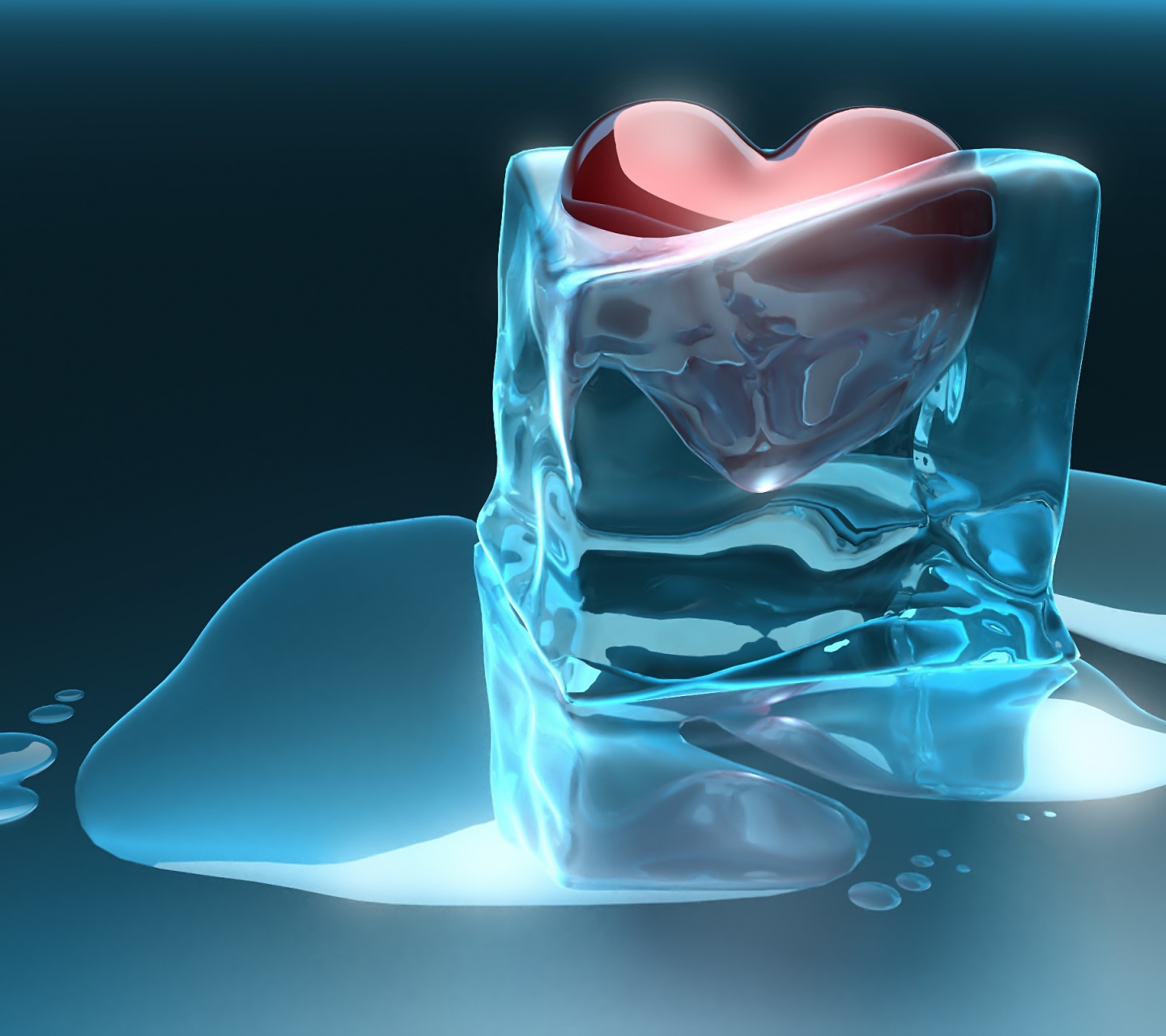 Time Heals All Wounds 3D Cube Frozen Heart Ice Love Melting Red Heart Water