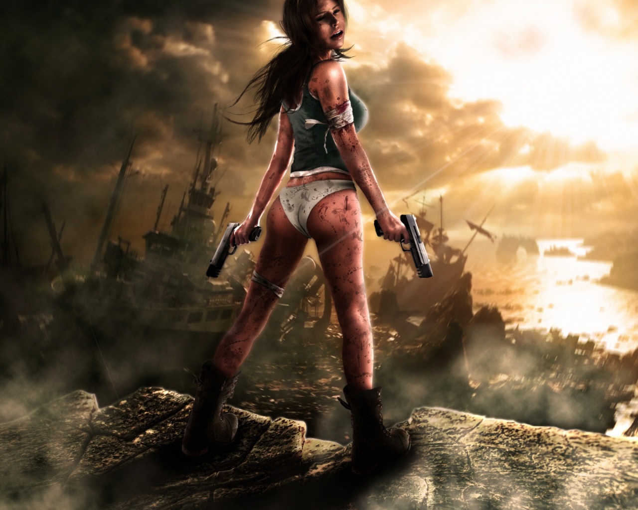 Tomb Raider Lara Croft Girl Gun