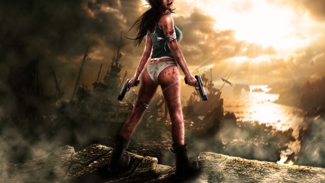 Tomb Raider Lara Croft Girl Gun