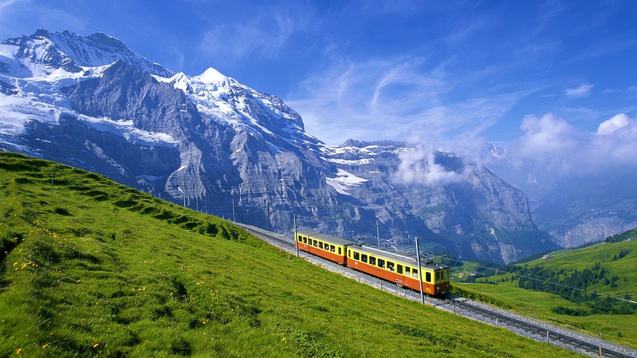 Train Alps Beautiful Nature Landscapes