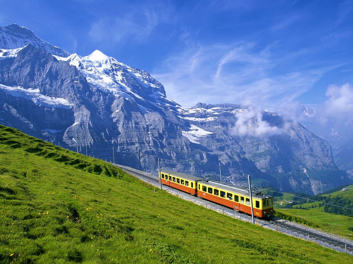 Train Alps Beautiful Nature Landscapes