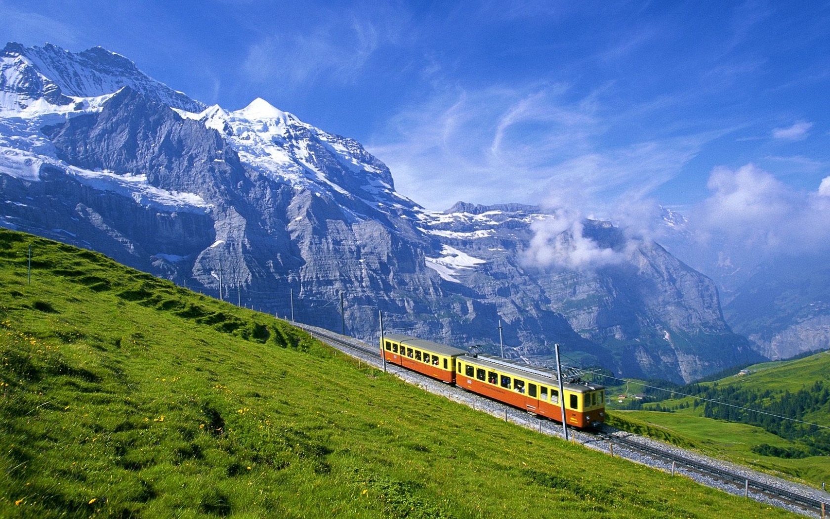 Train Alps Beautiful Nature Landscapes