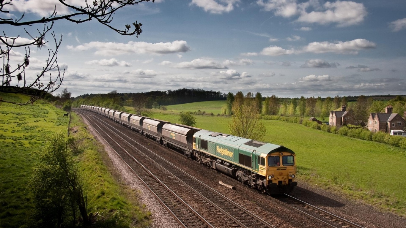 Train Tracks House Grass Forest Natural Landscapes