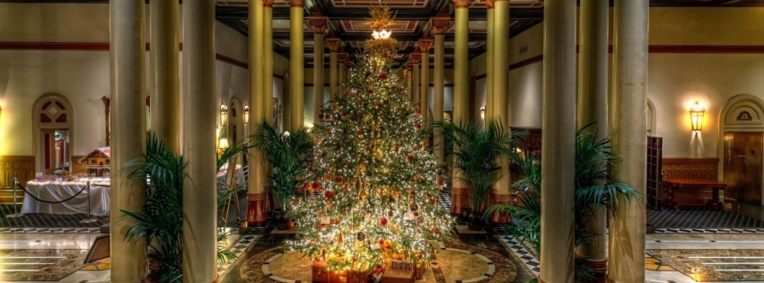 Tree Large Christmas Hall Columns Holiday Gifts