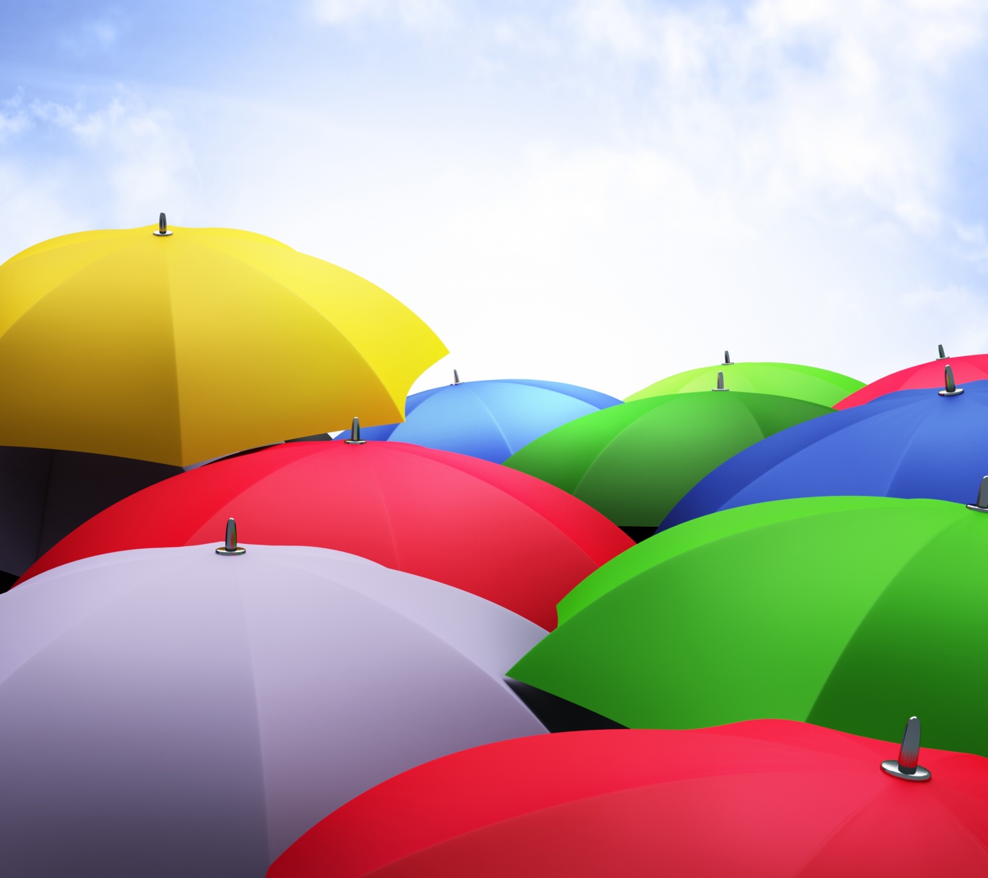 Umbrellas 3D Sky Clouds Colorful