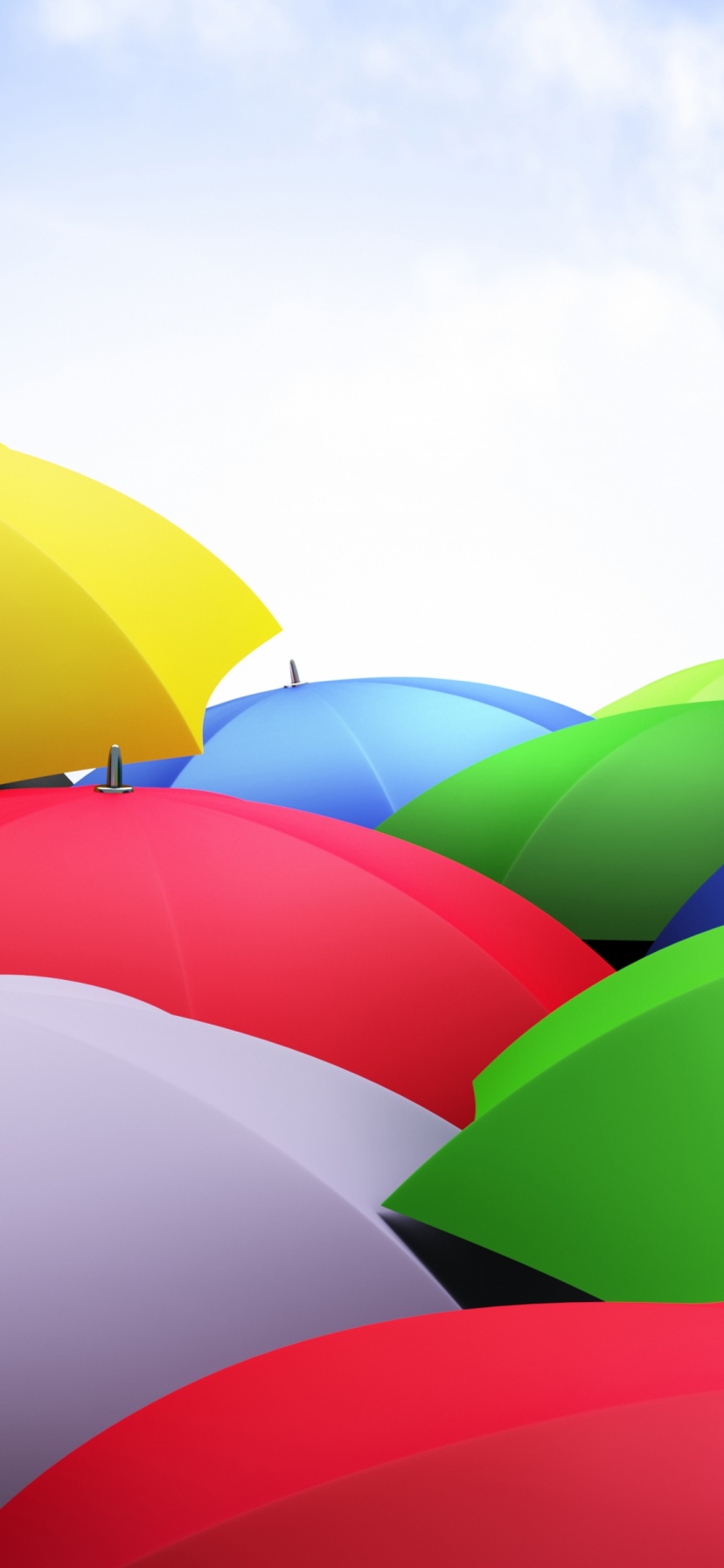 Umbrellas 3D Sky Clouds Colorful