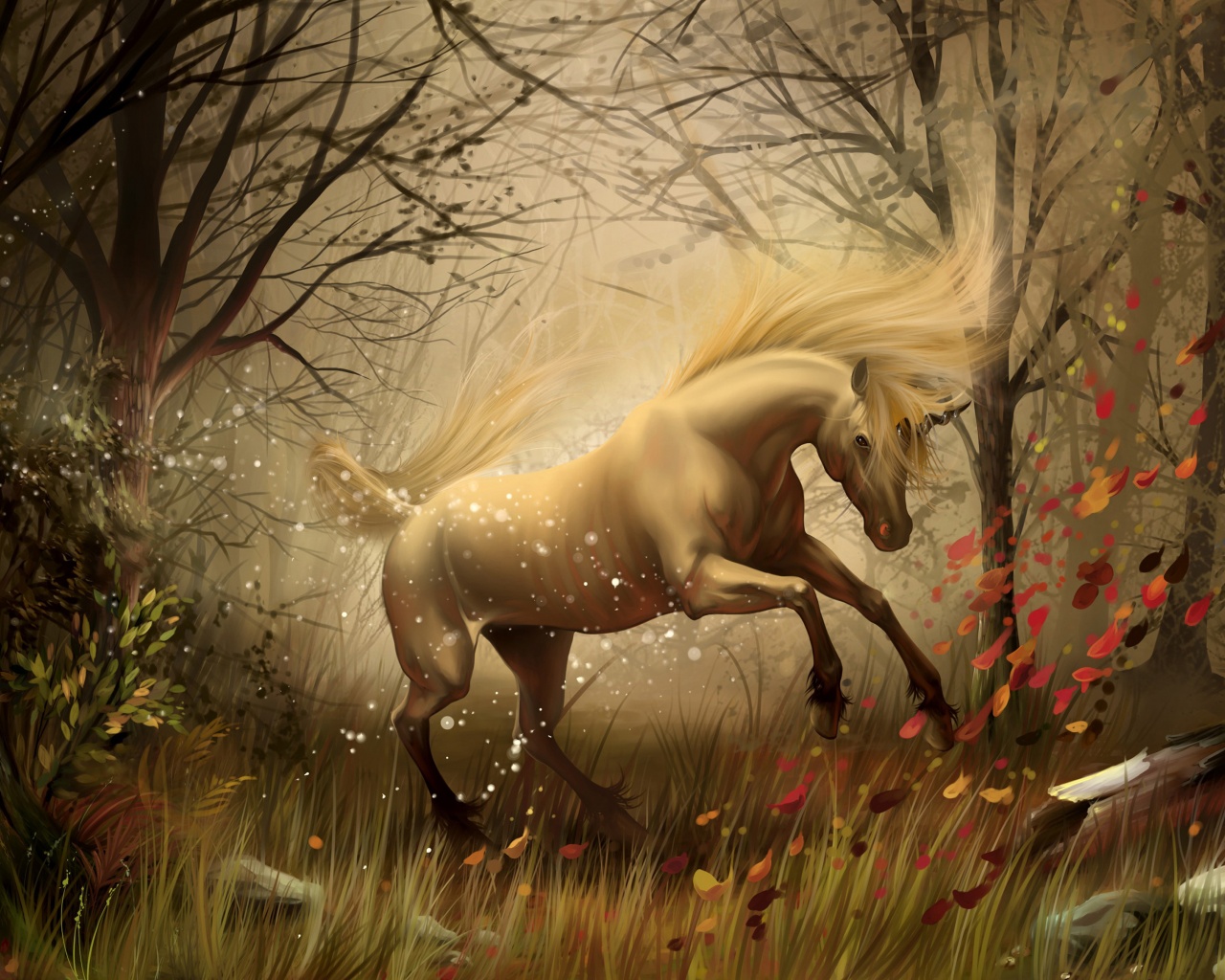 Unicorn In Fantasy Autumn