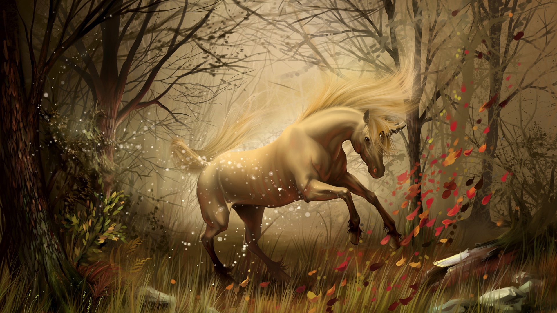 Unicorn In Fantasy Autumn