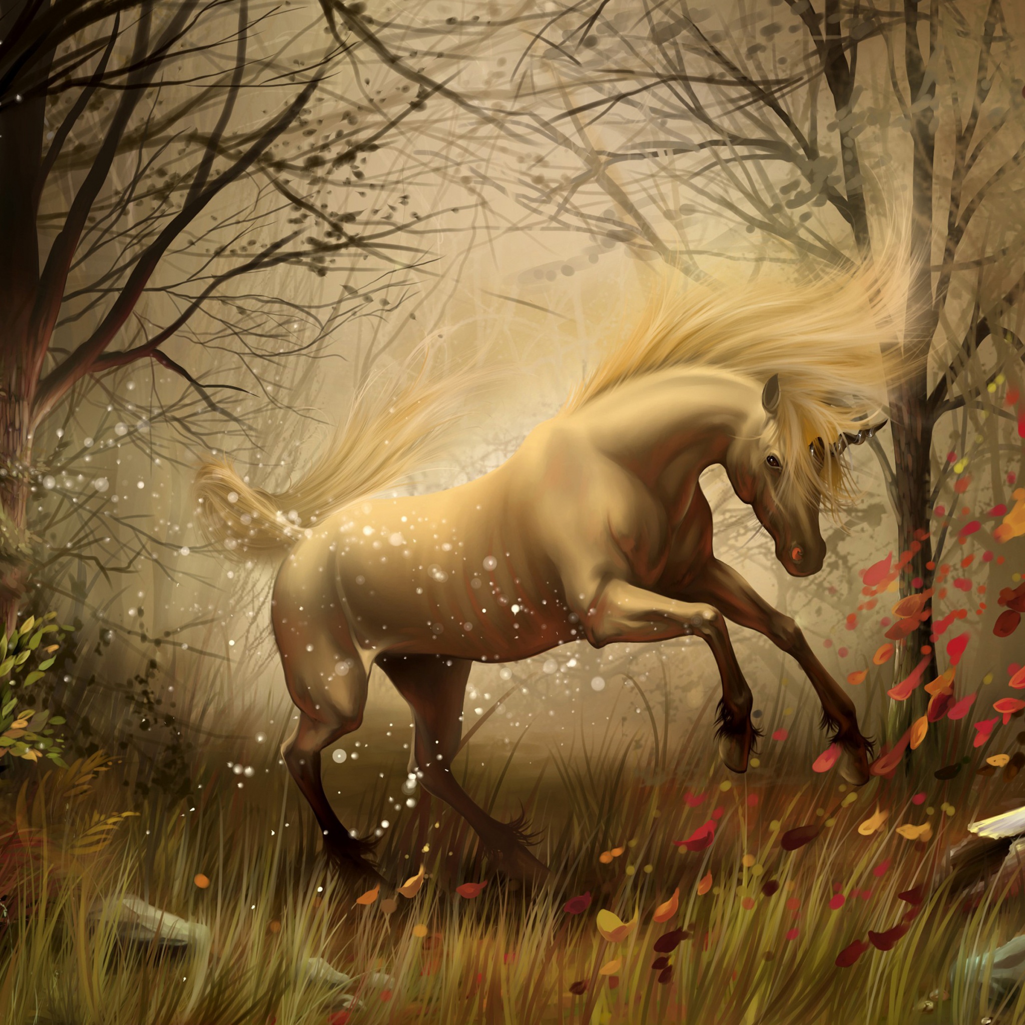 Unicorn In Fantasy Autumn