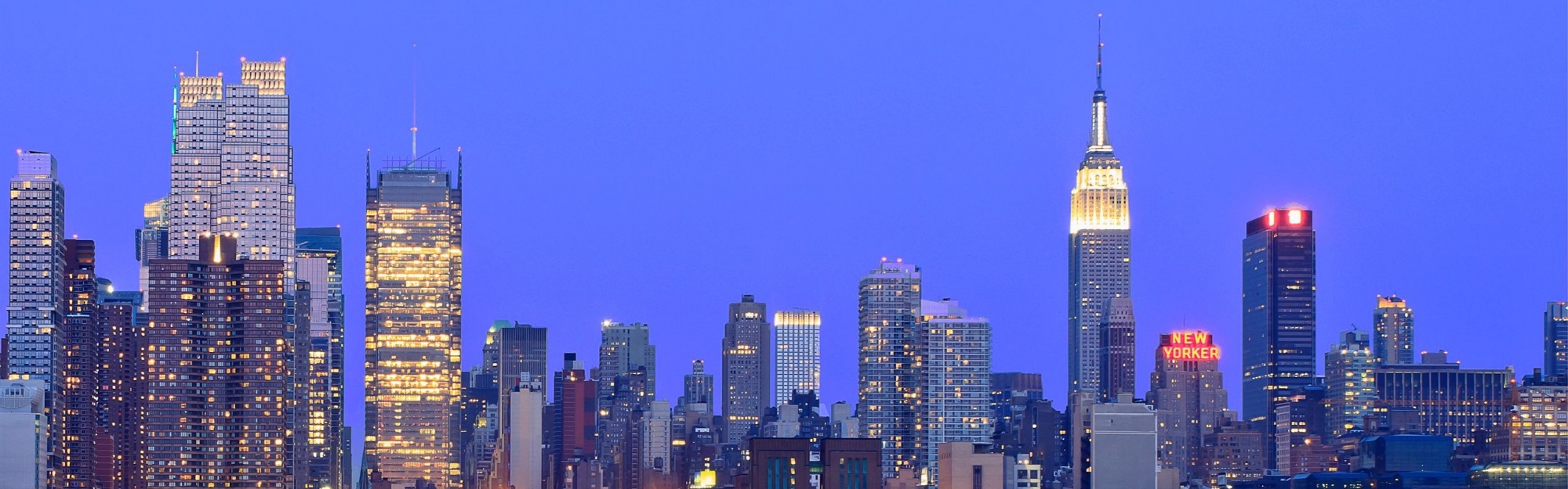 Usa New York Metropolis Buildings Skyscrapers Night Lights River