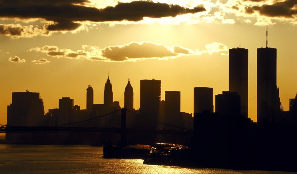 Usa Night New York Sunset Evening City Landscape