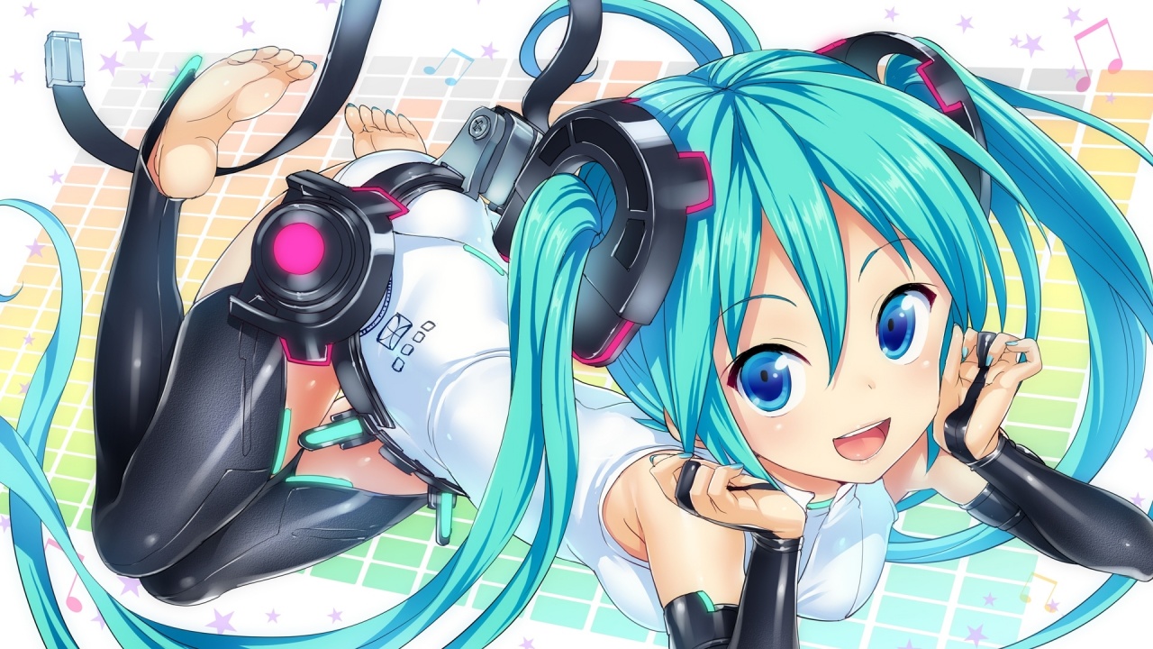 Vocaloid Girl Headphones Cute Smile Anime