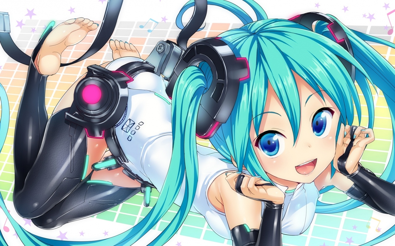 Vocaloid Girl Headphones Cute Smile Anime