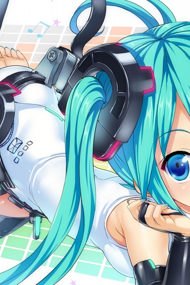 Vocaloid Girl Headphones Cute Smile Anime