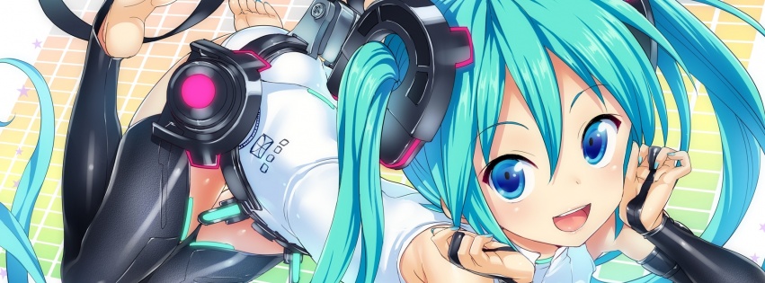 Vocaloid Girl Headphones Cute Smile Anime