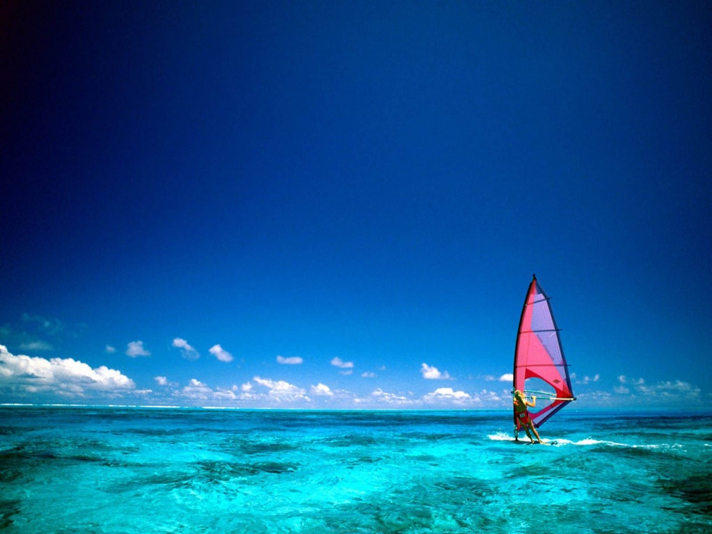 Wind Surfing Surfer Bora Bora Island