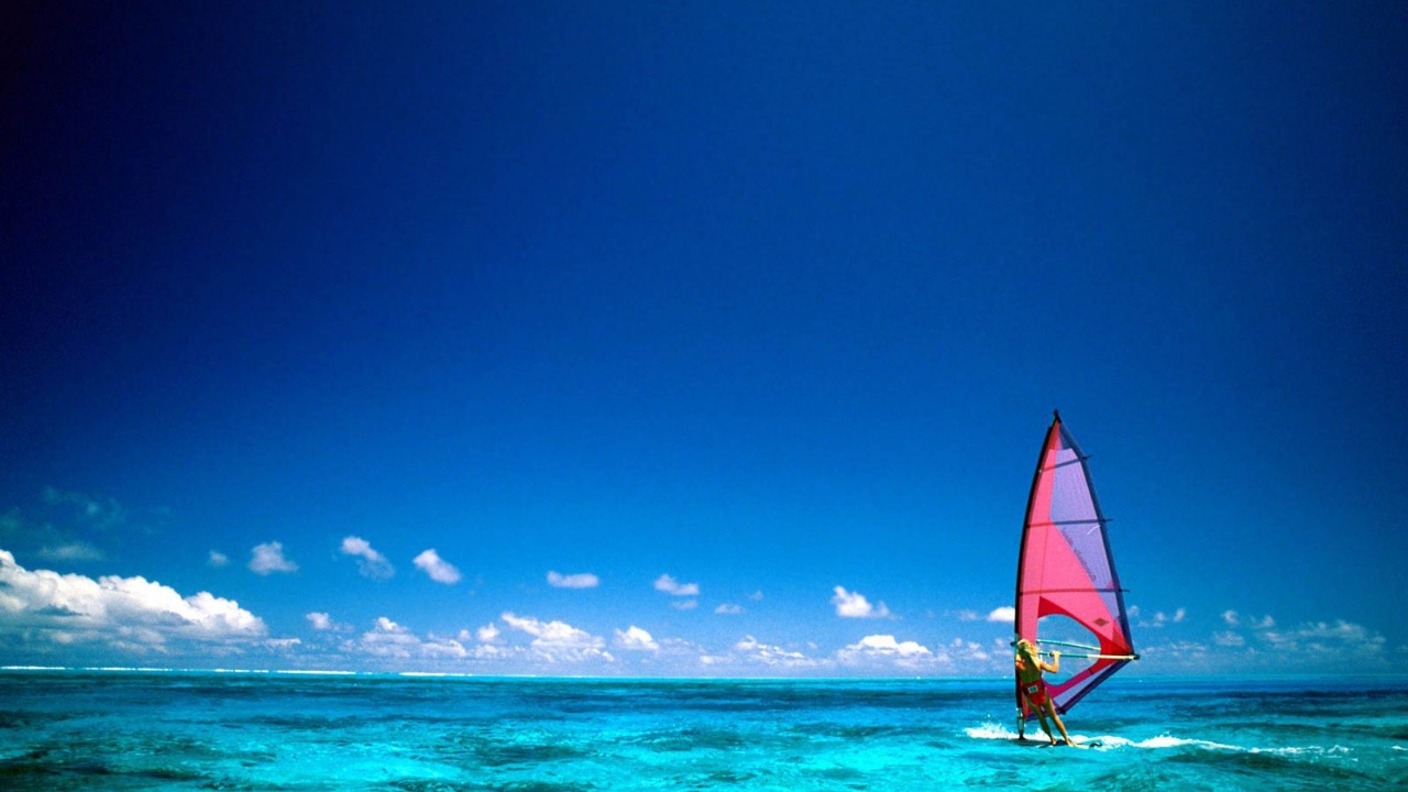 Wind Surfing Surfer Bora Bora Island