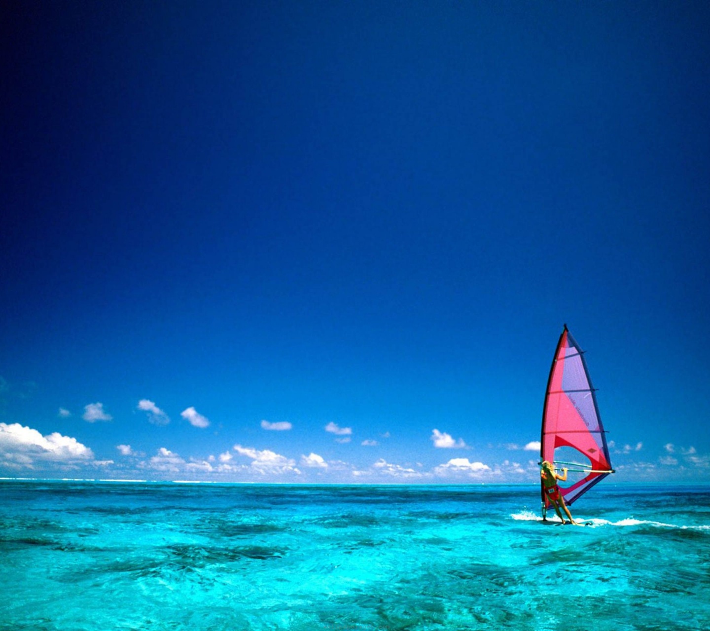 Wind Surfing Surfer Bora Bora Island