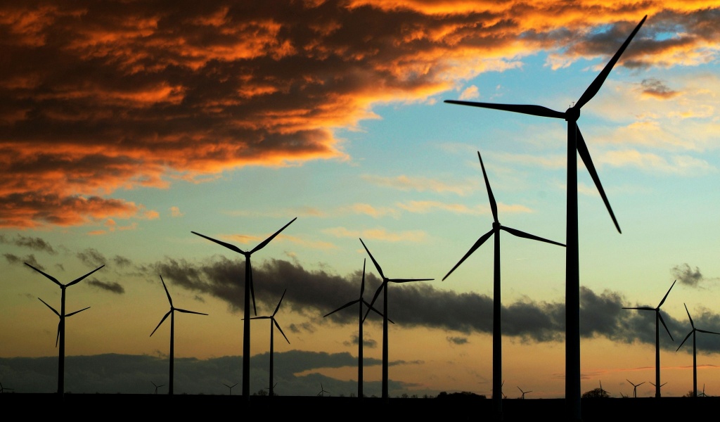 Windmill Engine In The Evening