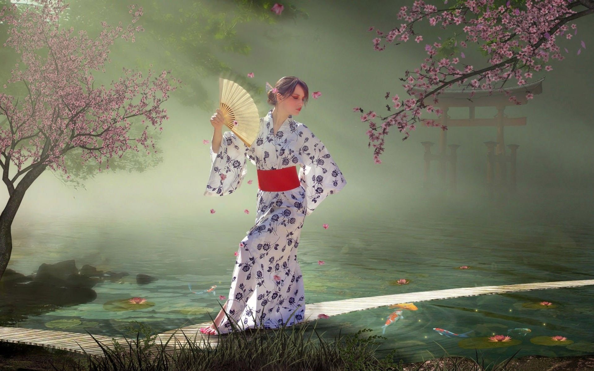 Women Funny Kimono Koi