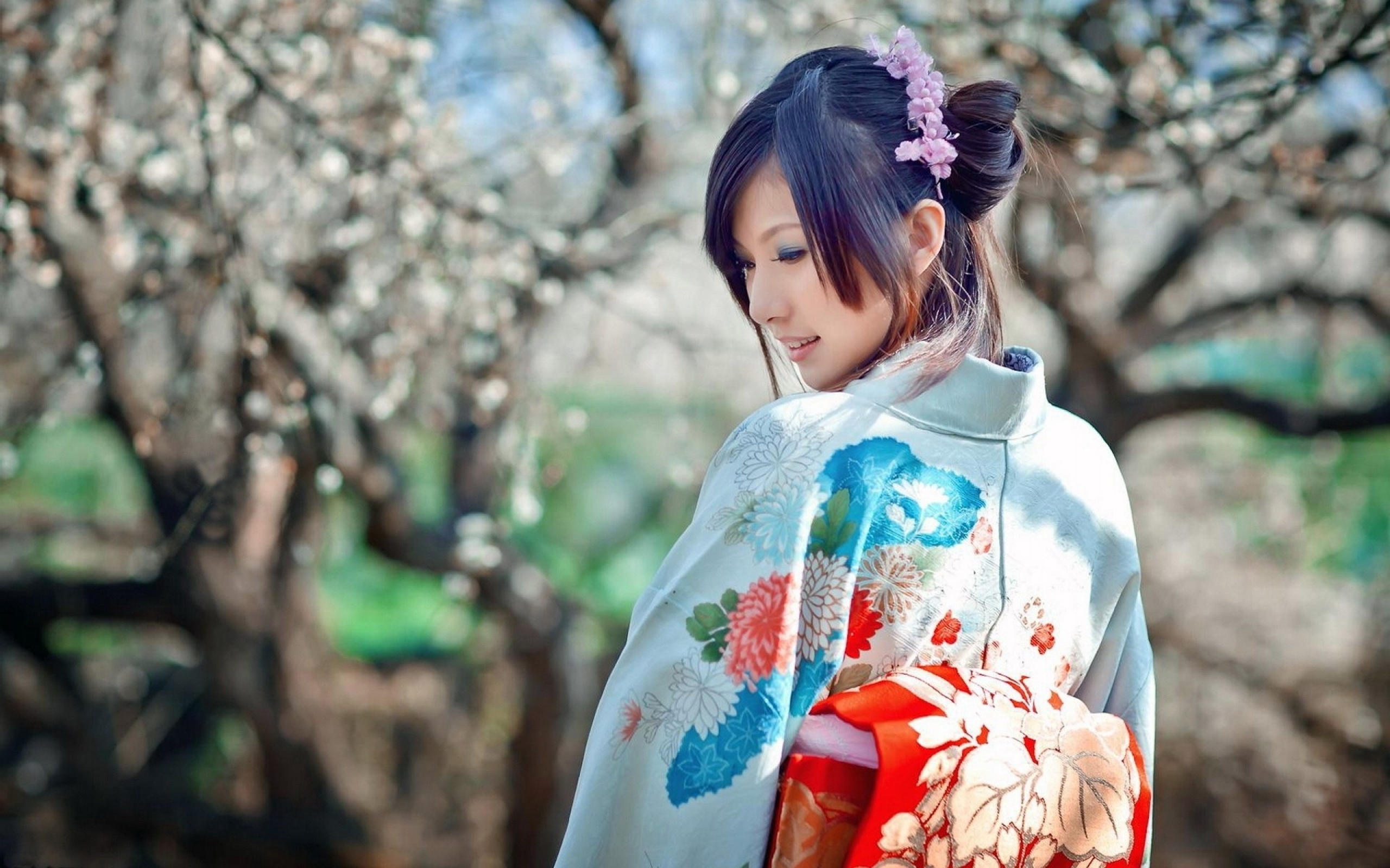 Women Japan Cherry Blossoms Dress Sakura Japanese Kimono Asians