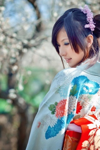 Women Japan Cherry Blossoms Dress Sakura Japanese Kimono Asians