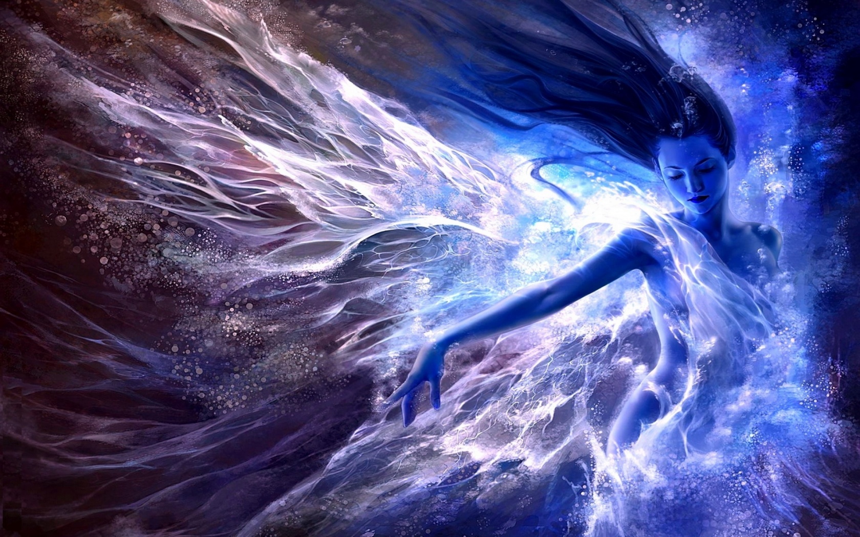 Women Water Blue Fantasy Art Artwork Effects