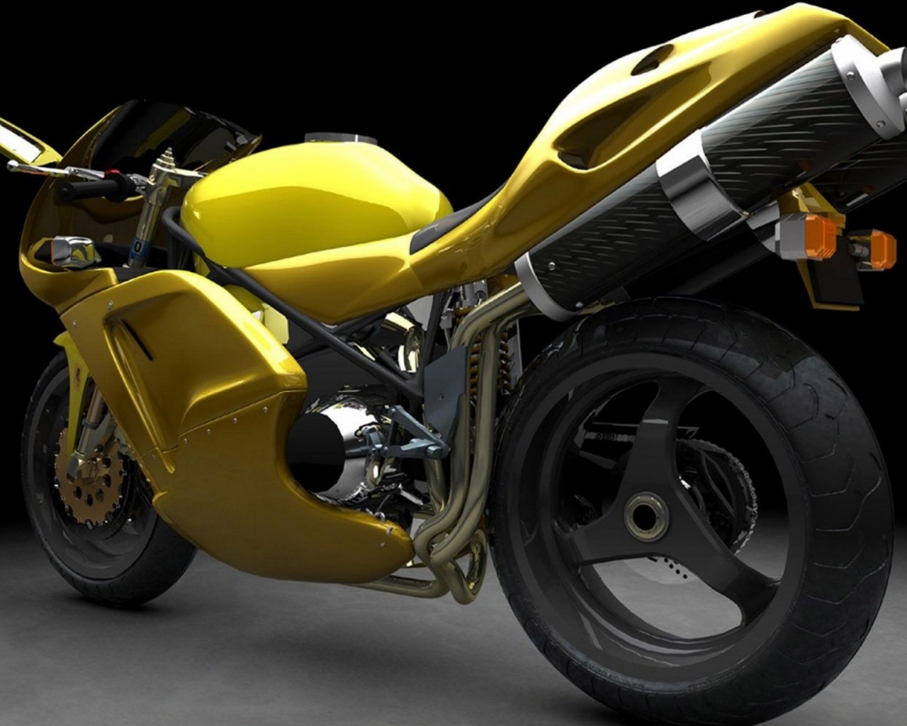 Yellow 3D Sports Bike