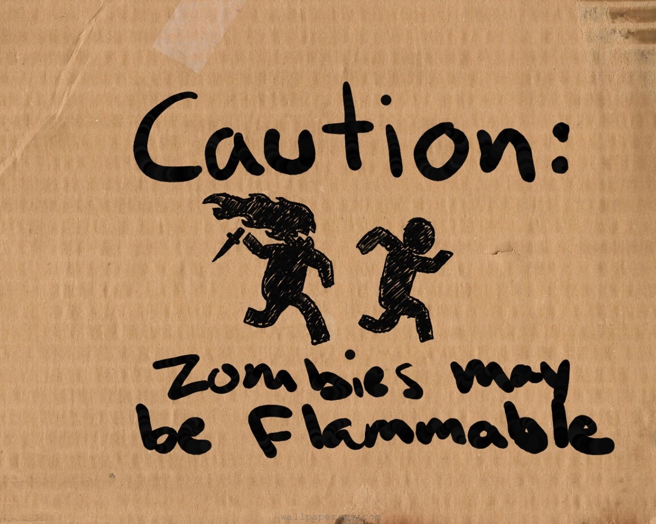 Zombies Vector Cardboard Caution Stick Figures