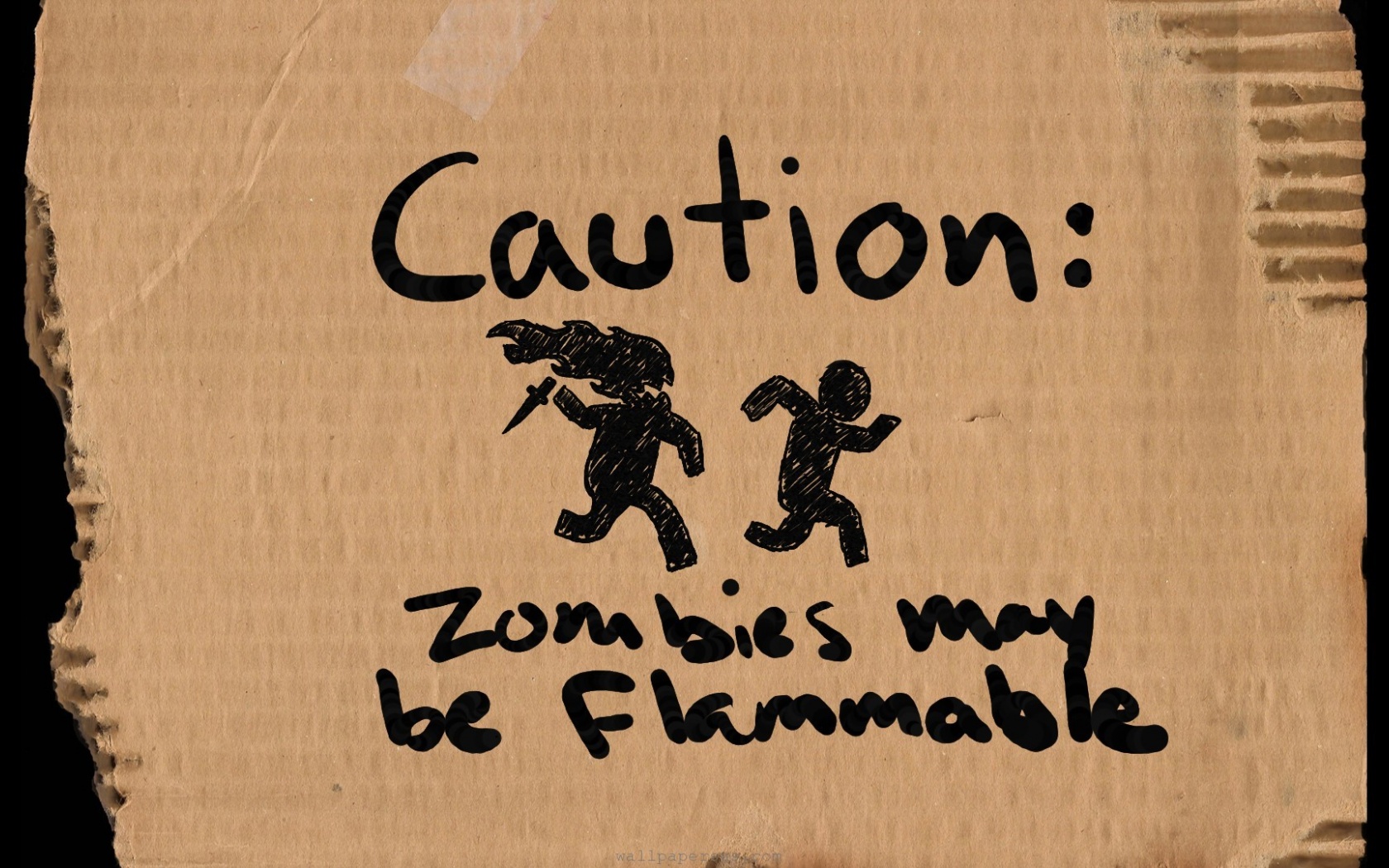 Zombies Vector Cardboard Caution Stick Figures